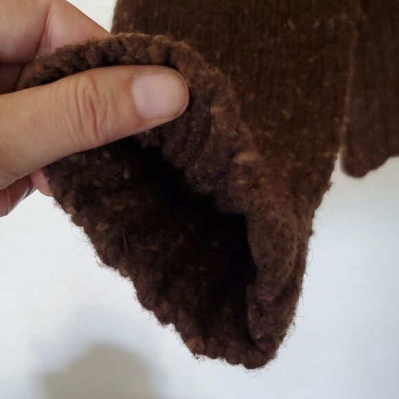 Peruvian Connection Alpaca Wool Blend Button Down Mock Neck Sweater in Brown - Picture 5 of 14